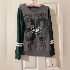 NFL New York Jets Gray and Green Long Sleeve Tee
